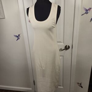 Universal Thread Cream Ribbed Sleeveless Knit Tank Midi Bodycon Dress - Size M